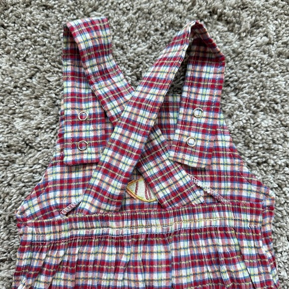 Vintage Best Buddies Plaid Shortall Romper Embroidered Fishing Summer Fall 0-3M - Picture 4 of 9